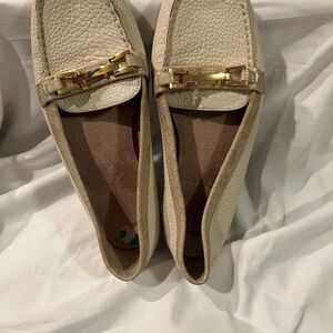 Chic Cream Loafers with Gold Detail